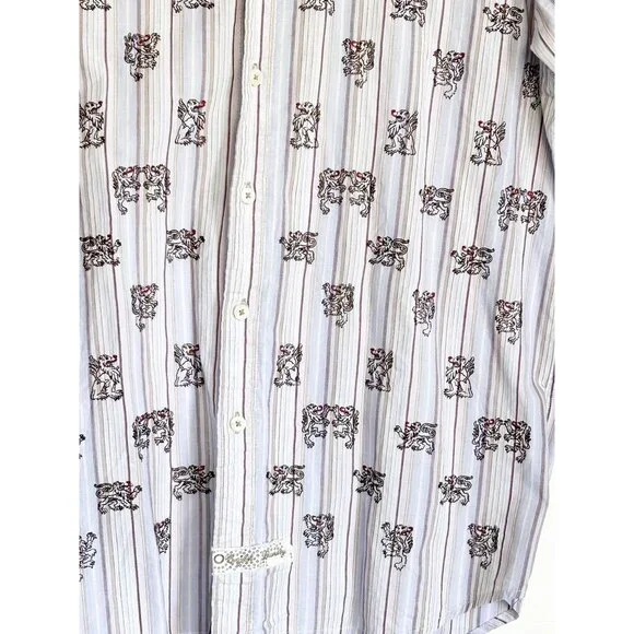 English Laundry Women's Lion Crest Stripe Long Sleeve Button Shirt - Sz M - Picture 3 of 7